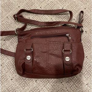 Soft Faux Suede Maroon Crossbody Purse